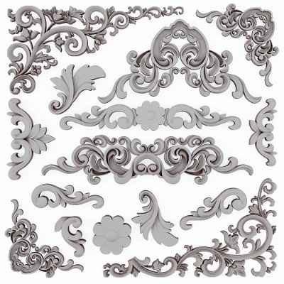  简欧雕花构件su模型下载 