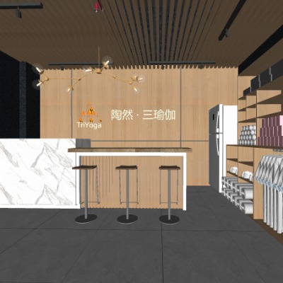  现代瑜伽室健身房su模型下载 