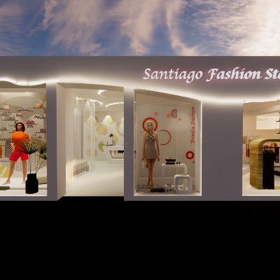  现代服饰店su模型下载 