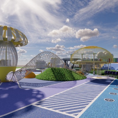  现代儿童游乐场su模型下载 