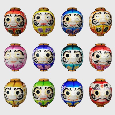  日式达摩纸灯笼装饰灯su模型下载 