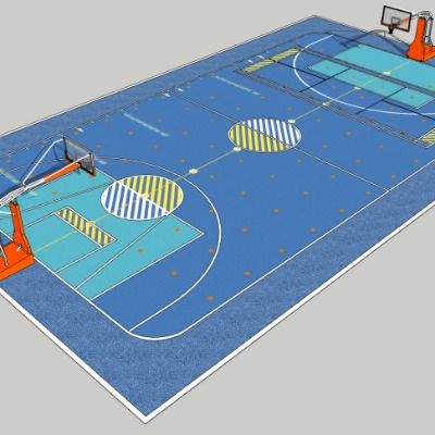  现代篮球场su模型下载 