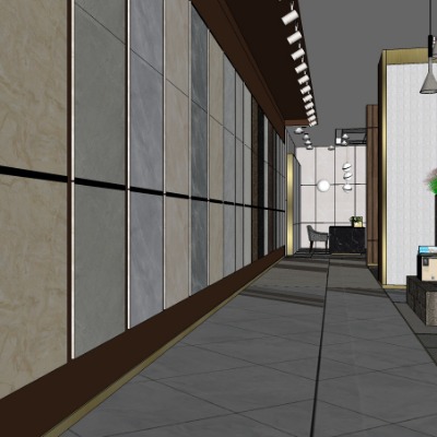  现代瓷砖木地板专卖店su模型下载 