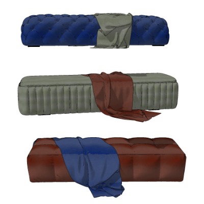  现代布艺床尾凳su模型下载 