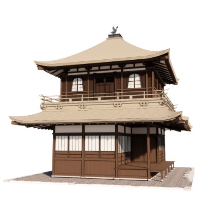  日式古建阁楼su模型下载 