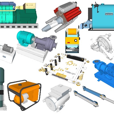  工业风机器设备su模型下载 