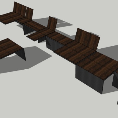  现代创意坐凳公用椅su模型下载 