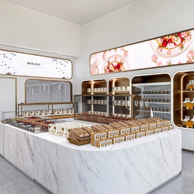  现代甜品店蛋糕店su模型下载 