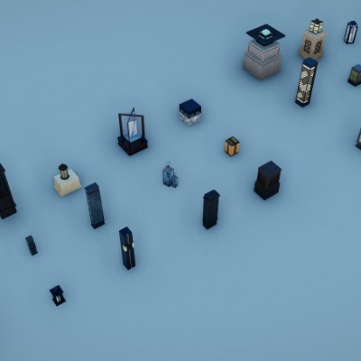  新中式景观灯户外灯su模型下载 