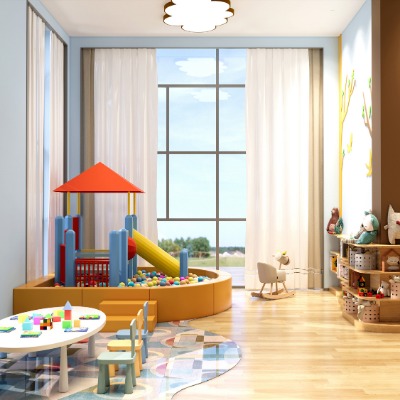  现代幼儿园活动室su模型下载 