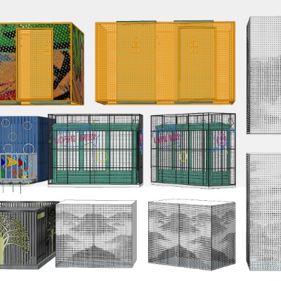  现代箱式变压器su模型下载 