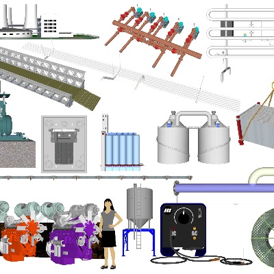  工业风机器设备su模型下载 