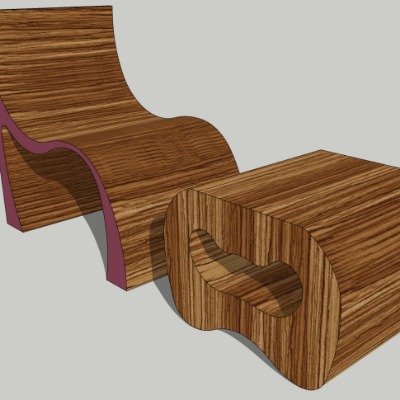  现代创意坐凳公用椅su模型下载 