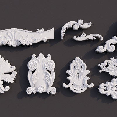  欧式雕花构件su模型下载 