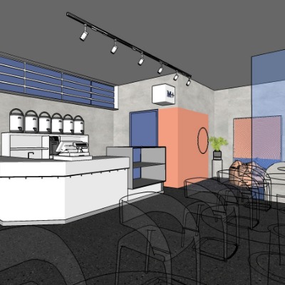  现代甜品店奶茶店su模型下载 