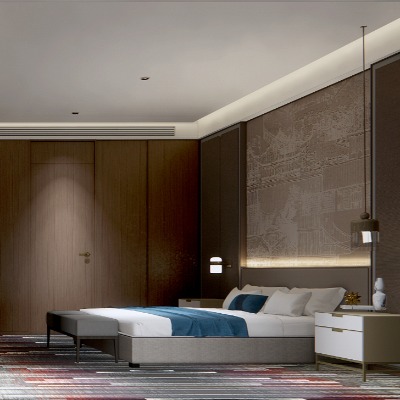  新中式酒店客房su模型下载 