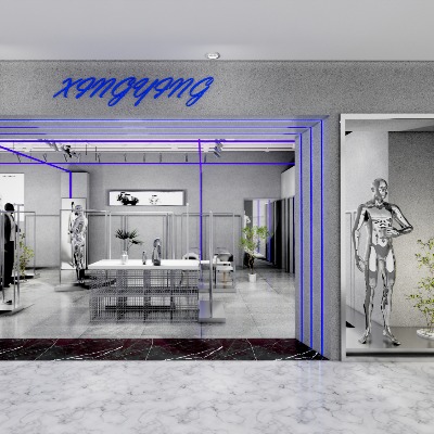  现代男装店服装店su模型下载 