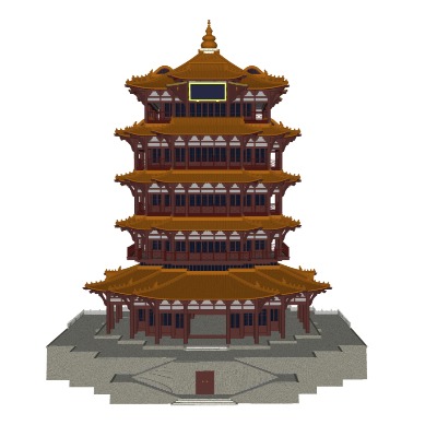  中式塔楼su模型下载 