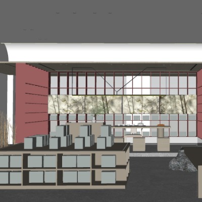  新中式烟酒茶专卖店su模型下载 