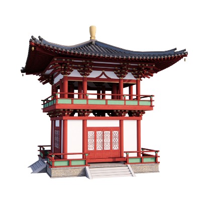  中式楼台古建外观su模型下载 