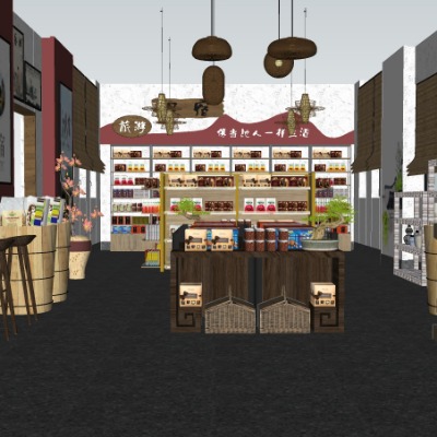  现代特产店专卖店su模型下载 