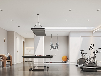  现代娱乐室健身房su模型下载 