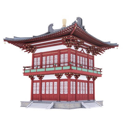  中式楼台古建外观su模型下载 