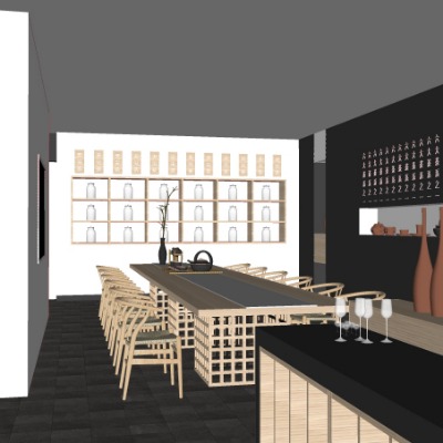  新中式烟酒茶专卖店su模型下载 