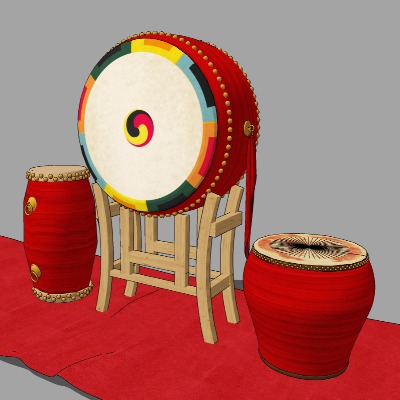  新中式手鼓古典乐器su模型下载 