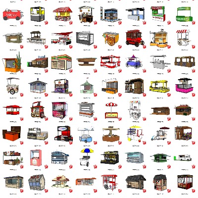  现代贩卖亭su模型下载 