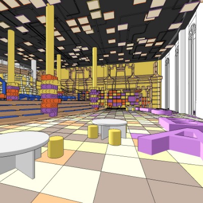  现代儿童图书馆图书室su模型下载 