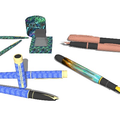  钢笔写字笔 水墨笔 文具su模型下载 
