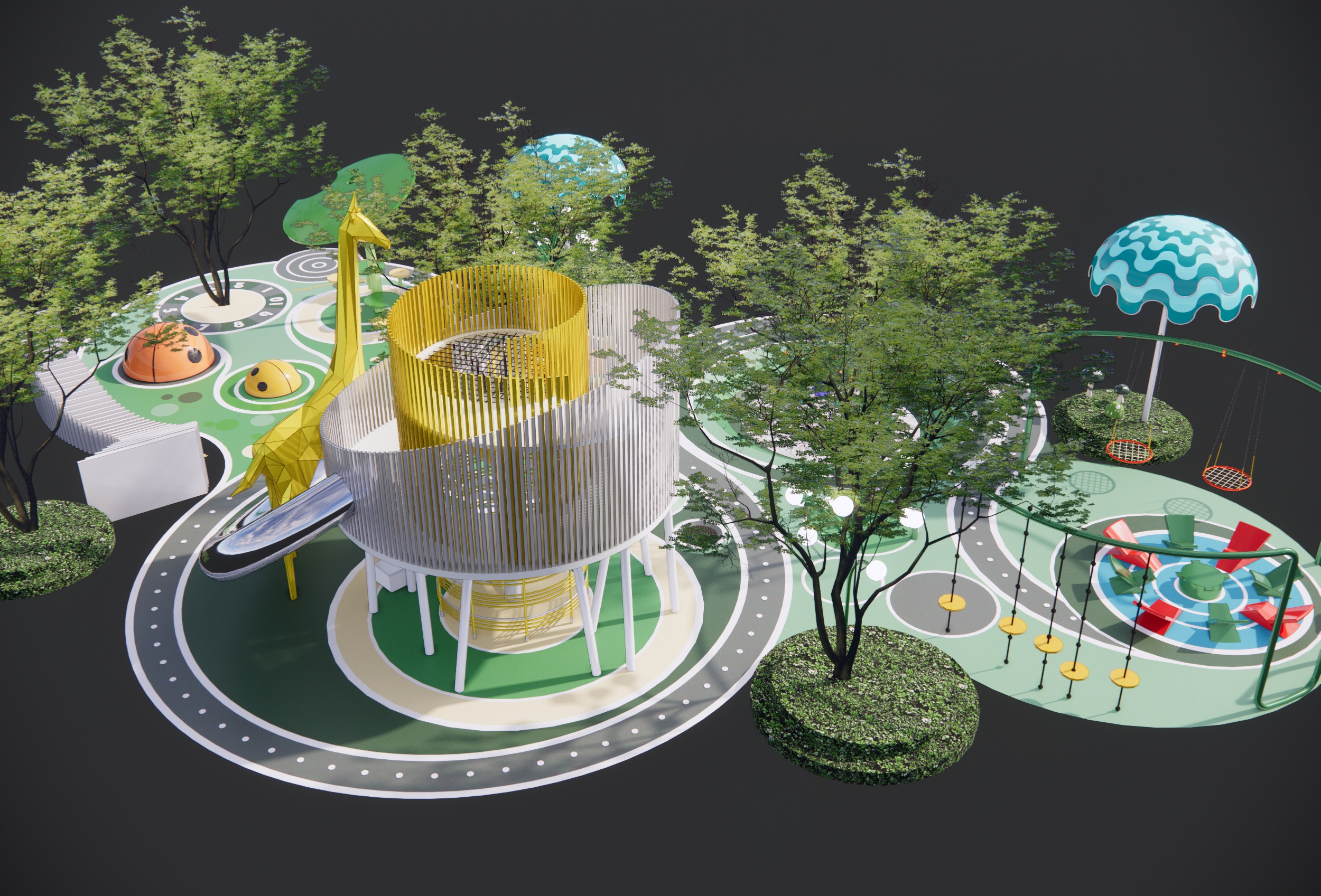  现代儿童游乐区su模型下载 