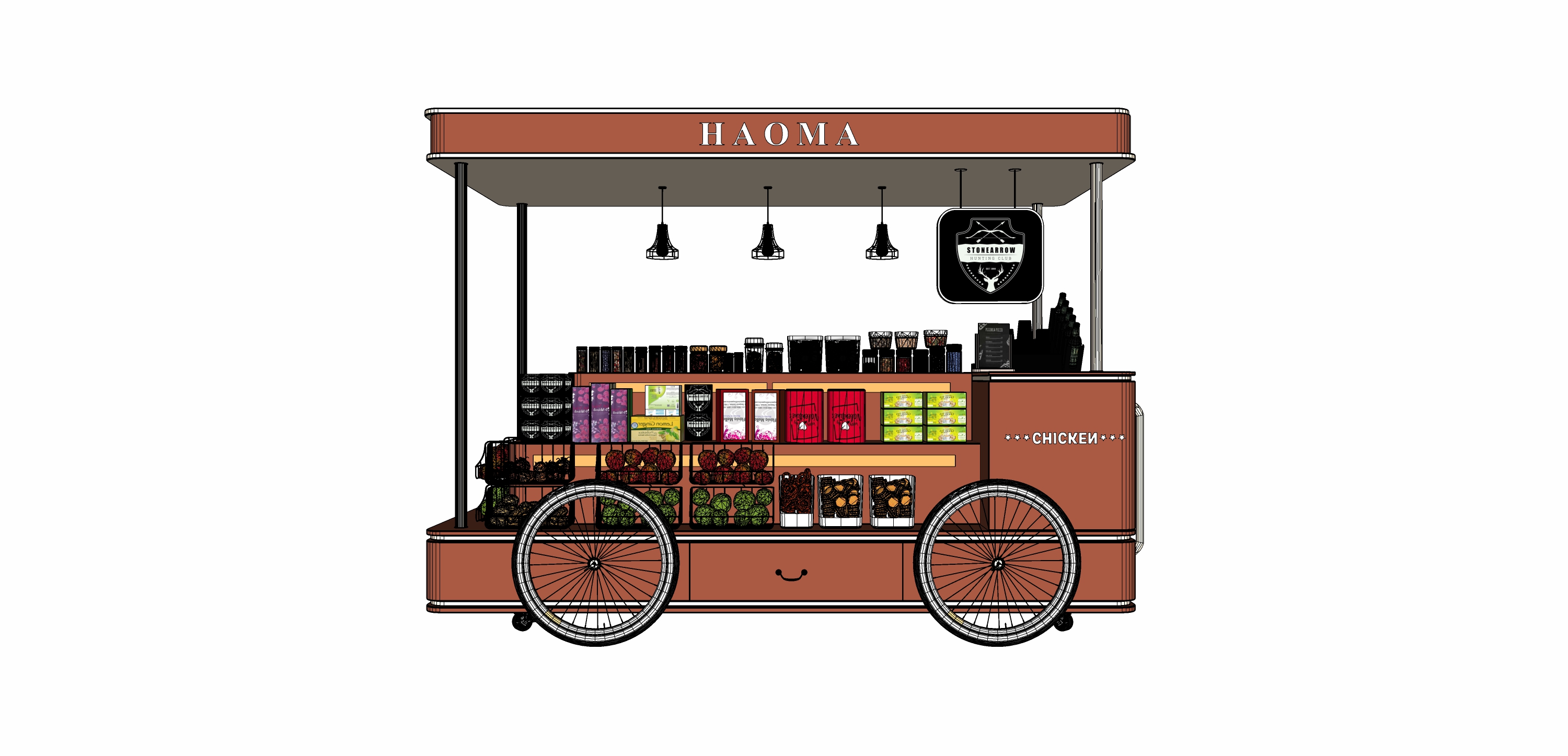  售卖车摊位su模型下载 