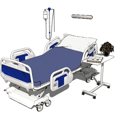  现代病床医疗器材su模型下载 