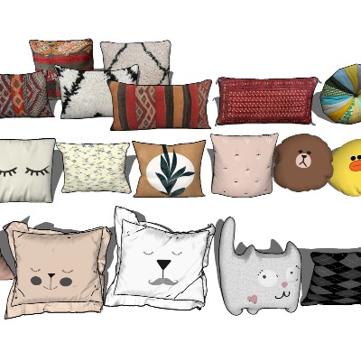  抱枕 枕头su模型下载 