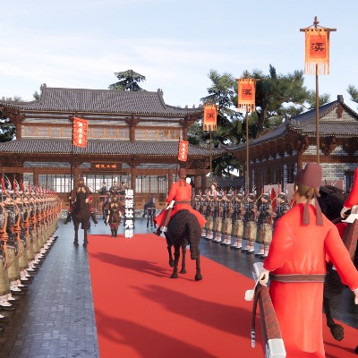  中式迎亲仪式广场 入关大典 祭祀仪式 送行仪式 状元回府 战场 凯旋迎接su模型下载 
