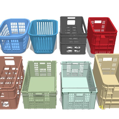  塑料篮筐 收纳筐su模型下载 