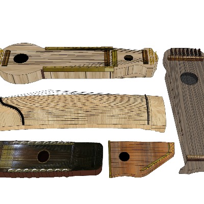  中式乐器 古筝古琴su模型下载 