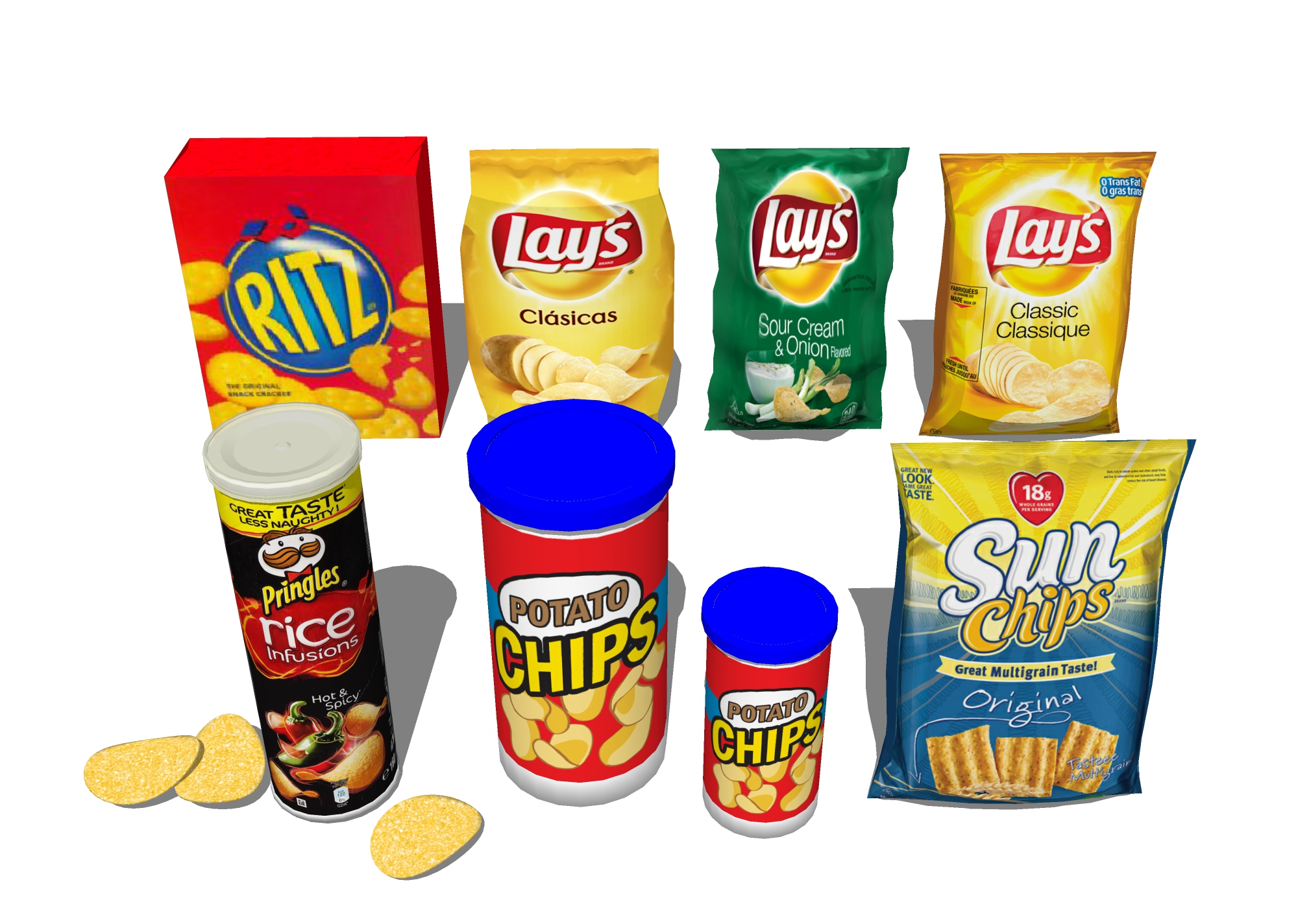  薯片零食su模型下载 