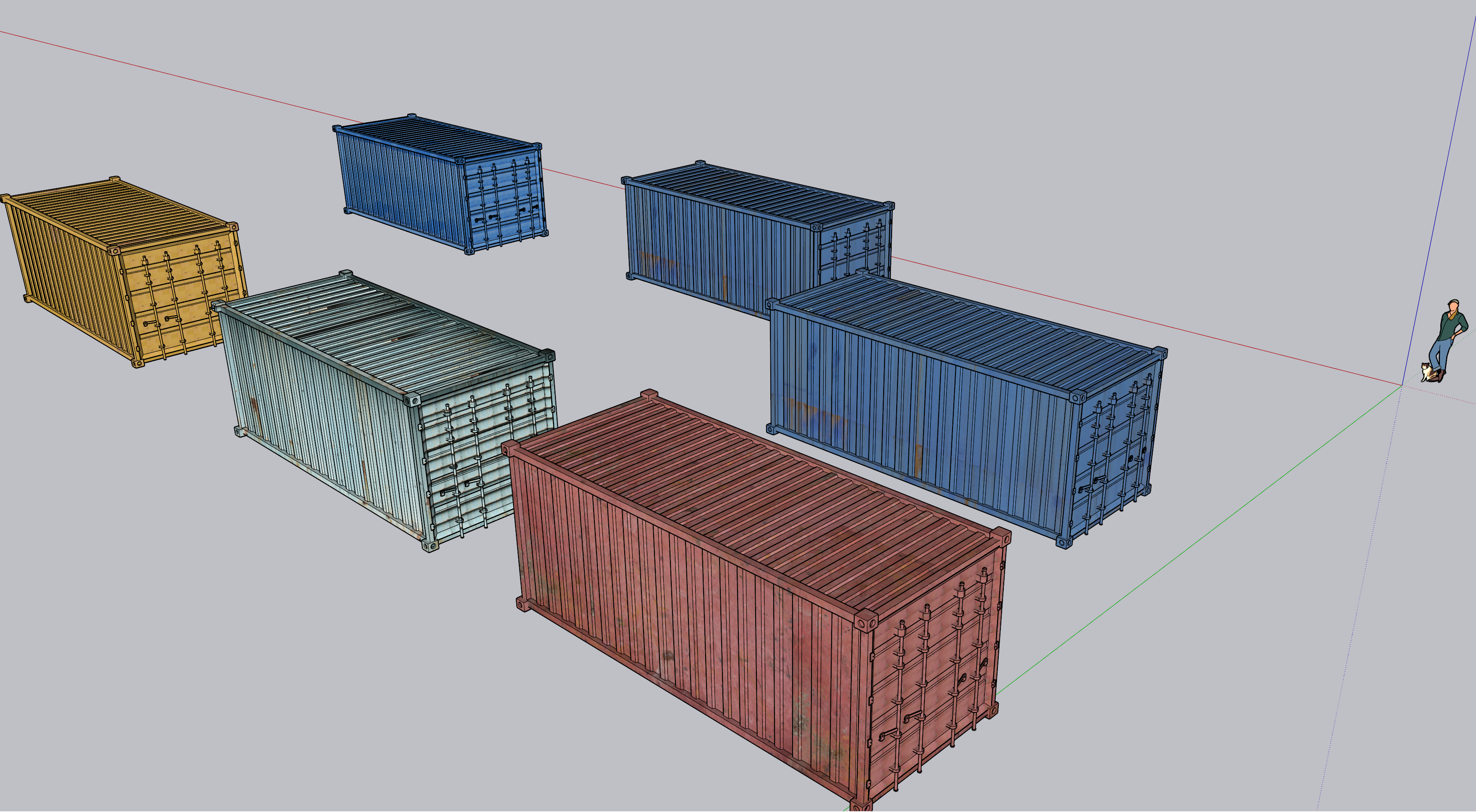  集装箱单体su模型下载 