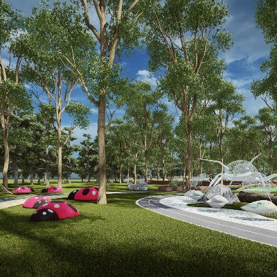  现代儿童游乐公园su下载模型 