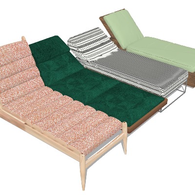  户外躺椅 沙滩椅su模型下载 