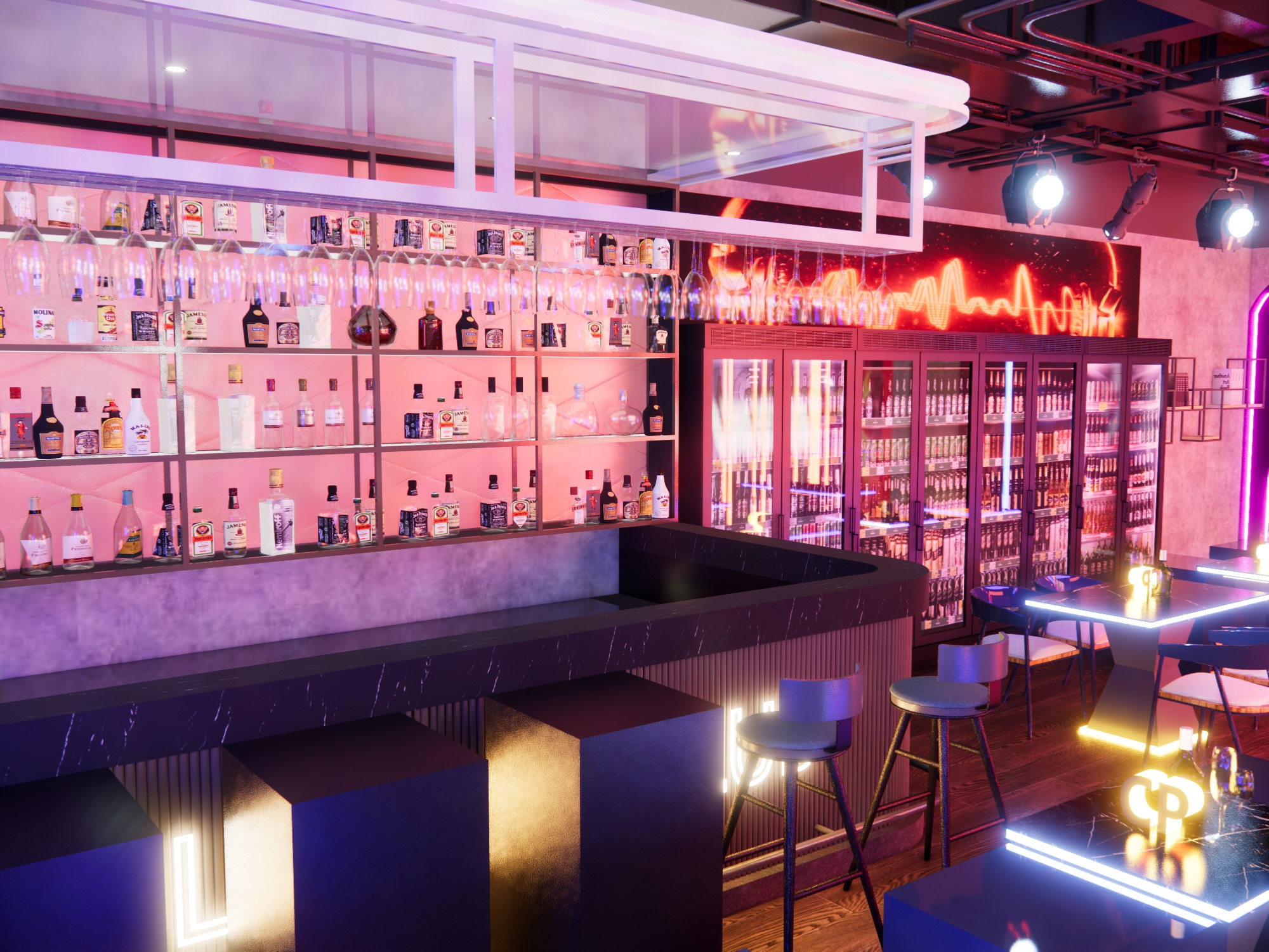  现代酒吧su模型下载 