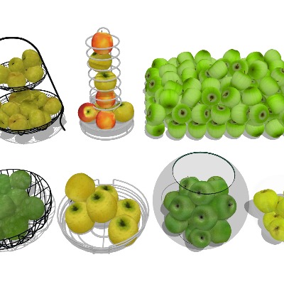  青苹果 果盘水果su模型下载 