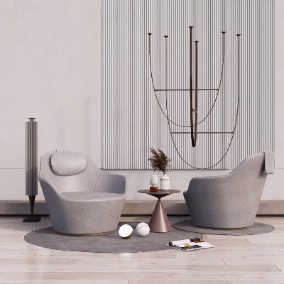  现代皮革休闲沙发su模型下载 