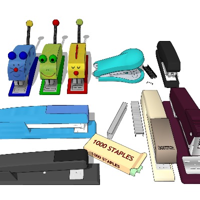  订书机 文具用品su模型下载 