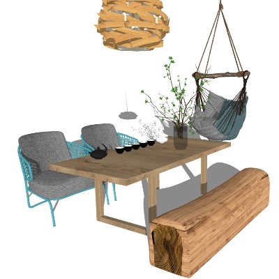  现代户外椅 藤编椅子su模型下载 