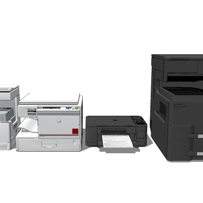  现代打印机复印机办公设备su模型下载 