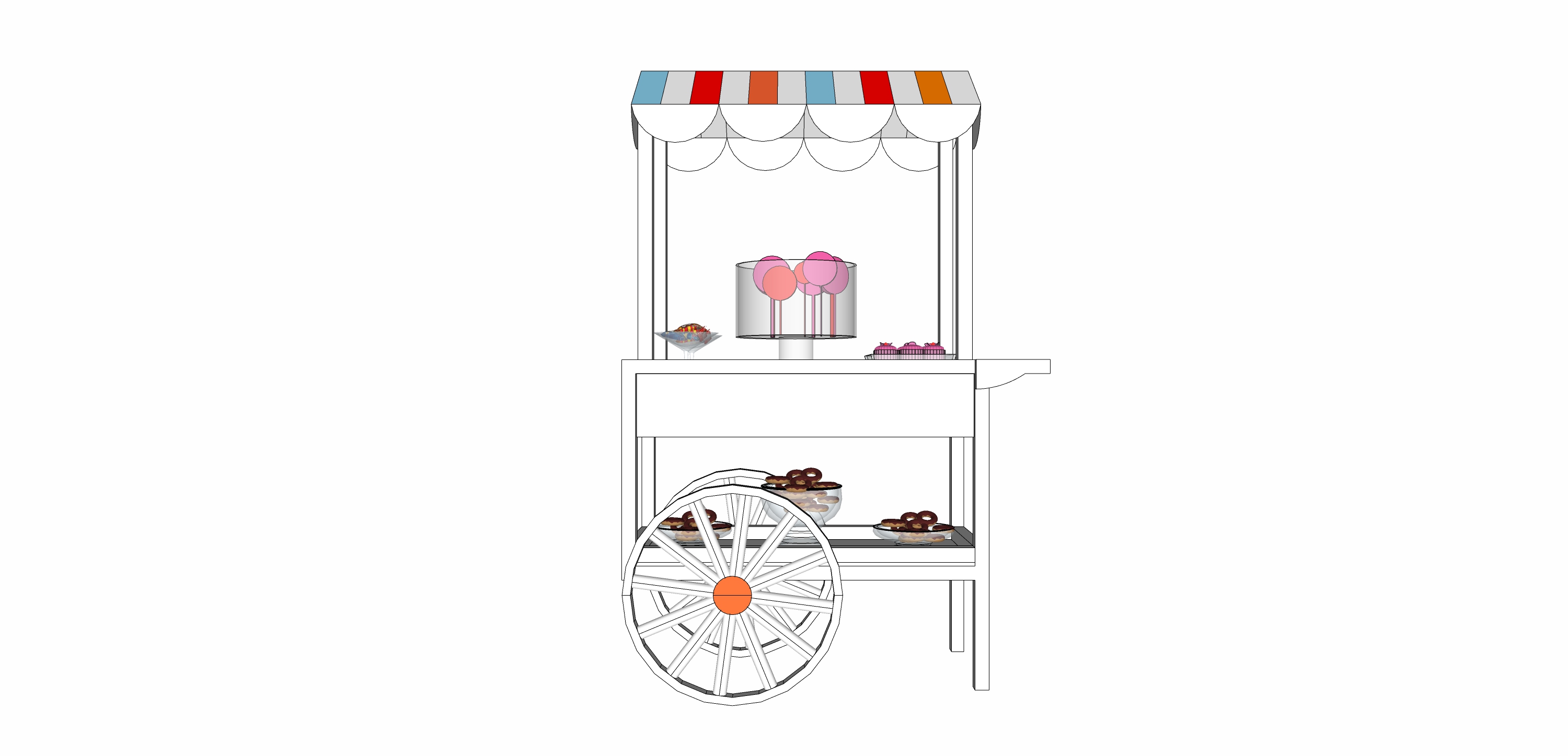  售卖车摊位su模型下载 